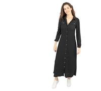 Quality Brands Outlet Ex-Oasis Womens Dress Ribbed Textured Fabric Long Sleeve Midi Shirt Dress (UK, Alpha, M, Regular, Regular, Black)