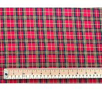 Quality Christmas Fabric - Red & Gold Royal Stewart Tartan Print - 100% Cotton Craft Fabric Material Per Metre