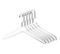 Quality Clear Acrylic Lucite Coat Suit Hangers, Stylish Clothes Hanger with Silver Hook - Coat Hanger for Dress - Closet Organizer Adult Hangers Gloss Silver Chrome - 5 Pack