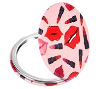Quality Compact Vanity Mirror Gifts for Girls Women Beauty, Stylish Travel Folding Makeup Mirrors for Wallet Purse Pocket Handbag, Portable Double-Sided Magnifying Cosmetic Mirror, Bright Red