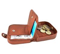 Quality Cow Calf Leather Coin Tray Purse Wallet with Card and Notes Section (Tan)