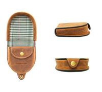 Quality Cow Calf Leather Coin Tray Purse Wallet with Card and Notes Section with Tartan Fabric (Tan)