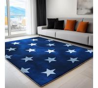 Quality Dark Blue Rug with Non-Slip Backing, Machine Washable Vintage American Star Elegant Carpet, 180 x 240 cm Easy Care Pile Indoor Rugs for Kitchen, Dining Room, Bedroom