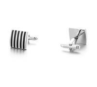 quality enamel square stripes black flower cufflinks Top men's French shirt cufflinks-4