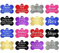 Quality Engraved Personalised Engraved Bone Shaped Dog Tag, Pet ID Tags for Collar (Silver)