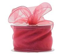 Quality Florist / Craft Rose Pink Wired Edge Chiffon Organza Ribbon (70mm wide x 20m)