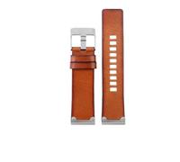 Quality Genuine Retro Genuine Leather Watchband Men Compatible With DZ4343 DZ4323 DZ7406 Watch Strap Vintage Italian Leather 22mm 24mm 26mm(B brown-silver,28mm)
