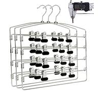 Quality Hangers 3 Multi Pants Hangers, Space-Saving Multi-Bar Metal Pants Hangers, Stable with Non-Slip Foam Padding, Swivel Hook for 5 Jeans Each, Suit Pants, Scarves, Towels, Trousers Skirt 3