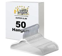 Quality Hangers Clear Plastic Hangers for Clothes | 50 Pack - 16.5 Inch | Heavy Duty Hangers Space Saving Crystal Clear Acrylic Hangers | 360 Degree Swivel Hook and Notches (Clear, 50)