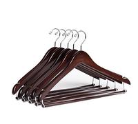 Quality Hangers Hangers Wooden Hangers Beautiful Sturdy Suit Coat Hangers with Locking Bar Chrome Hooks 17" Mahogany 5
