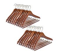 Quality Hangers Hangers Wooden Hangers Beautiful Sturdy Suit Coat Hangers with Locking Bar Gold Hooks 17" Walnut Finish With Gold Hooks 20