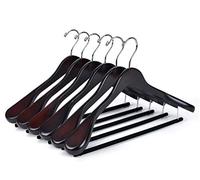 Quality Hangers Luxury Wooden Suit Hangers Wide Wood Hanger for Coats and Pants Mahogany Finish 17.5 inch Mahogany 6