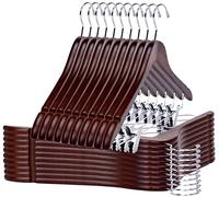 Quality Hangers Wooden Pants Hangers with Clips, Walnut - Chrome Hook, 20