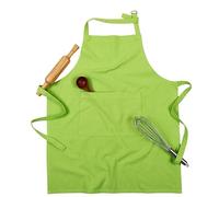 QUALITY HOME TEXTILES 100% Cotton Kitchen Apron With An Adjustable Neck & Visible Center Pocket With Long Ties For Women | Men | Chef |1 Piece (65 x 80cm) (Apple Green)
