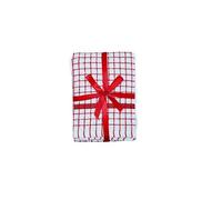 QUALITY HOME TEXTILES 100% Cotton Luxury Terry Towelling Tea Towels | Pack of 3| Kitchen Hand Towels Dish Cloth Super Absorbent Soft Touch | Hanging Loop | Gift Packed Tea Towels (Red)