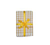QUALITY HOME TEXTILES 100% Cotton Terry Towelling Tea Towels | Pack of 3| Kitchen Hand Towels Dish Cloth Super Absorbent Soft Touch | Hanging Loop | Gift Packed Tea Towels (Yellow)