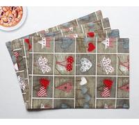 QUALITY HOME TEXTILES Christmas 100% Cotton Xmas Heart Table Set of 4 Placemats for Dining Table Kitchen Wedding Everyday Use Dinner Parties/Christmas (33cm x 48cm)