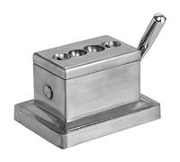 Quality Importers Trading Co. Quad Table Cigar Cutter, Brushed Finish, 52 and 60 Ring Gauge Straight Cutters, 52 and 58 Ring Gauge V-Cutters, Model 9305
