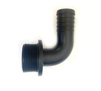 Quality Large Flang Water Butt Male PP Hose Adaptor Elbow with Seal and Back Nut (1 1/2" x 32mm)