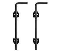 Quality Life 12" Cane Bolt Gate Drop Rod Heavy Duty Stopper Hardware, Ground Drop Pin Latch for Wooden Fences Metal Doors, Gate Drop Pin for Holding Gate to The Ground, Black -2Pack