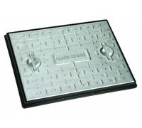 Quality Light Use (Pedestrian) Manhole Cover/Inspection lid/Drain 24" x 18" (Hole size) galvanised steel complete with black poly frame. Overall 663 (L) x 513 (W) x 30 (H)