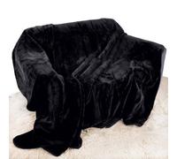 Quality Linen and Towels Black Mink Throw Soft Plush Extra Large (200cm x 240cm- Suitable for King Size Bed or 2/3 Seater Sofa) Sofa Bed Runner Bedspread Blanket