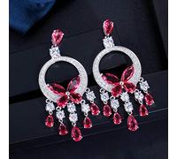 Quality Long Big Stone Yellow Crystal Drop Earrings For Women Statement Wedding Party Jewelry