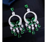 Quality Long Big Stone Yellow Crystal Drop Earrings for Women Statement Wedding Party Jewelry