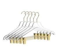 Quality Lucite Acrylic Clear Skirt Pants Trousers Bottom Hangers 5-Pack, with Adjustable Metal Clips, Made of Clear Acrylic for a Luxurious Look and Feel with Swivel Hook (Gloss Gold, 5)