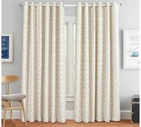 Quality N Style Luxury Heavy Jacquard Eyelet Ring Top Fully Lined Curtains, Woven Jacquard Curtain for Bedroom Guestroom Living Room (Beige, 66" x 90" (168 x 228 cm))