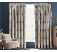 Quality N Style Pencil Pleat Curtains, Fully Lined Tape Top Jacquard Curtain Pair for Bedroom Guestroom Living Room (Beige, 90″x 90″ (228cm x 228cm))