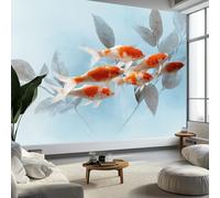 Quality Non-Woven Wallpaper 79 x 55 inch (W x H), Mural Simple Elegant Animals Koi Fish Photo Wallpaper 3D Effect - Light Blue Print Bedroom Living Room Background Decoration Poster