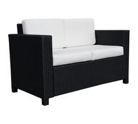 Outsunny Rattan Wicker 2-seat Sofa Loveseat Padded Garden Furniture Black