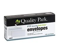 Quality Park #10 Self-Seal Security Envelopes, Security Tint and Pattern, Redi-Strip Closure, 24-lb White Wove, 4-1/8" x 9-1/2", 100/Box (QUA69117)