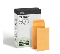 Quality Park #3 Coin and Small Parts Envelopes Gummed, Brown Kraft, 2.5x4.25, 500 per Box (50262)