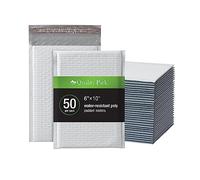 Quality Park Bubble Mailers, 6 x 9 Inch, White Poly Mailers, Padded Envelopes, Shipping Envelopes, Water Resistant, Self Seal, 50 Per Box (QUA85856), Plastic