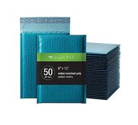 Quality Park Bubble Mailers, 6 x 9 Shipping Envelopes, Water Resistant Blue Poly Padded Envelopes, Redi-Strip Peel Off Closure, 50 Per Box (QUA85862)