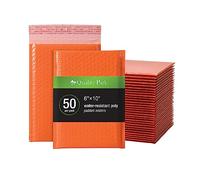 Quality Park Bubble Mailers, 6 x 9 Shipping Envelopes, Water Resistant Orange Poly Padded Envelopes, Redi-Strip Peel Off Closure, 50/Box (QUA85863)