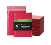 Quality Park Bubble Mailers, 6 x 9 Shipping Envelopes, Water Resistant Red Poly Padded Envelopes, Redi-Strip Peel Off Closure, 50 Per Box (QUA85864)