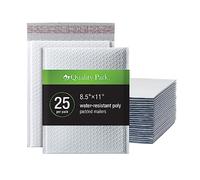 Quality Park Bubble Mailers, 8.5 x 11 Shipping Envelopes, Water Resistant White Poly Padded Envelopes, Redi-Strip Peel Off Closure, 25/Box (QUA85860)