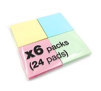 Quality Pastel Colours Removable Sticky Notes 76x76mm | 6 x 400 Sheets