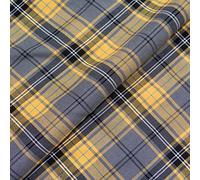 Quality Plaid Check Polyviscose Tartan Fabric 58" Wide (Grey Mustard D91, Per Half Metre)