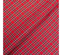 Quality Plaid Check Polyviscose Tartan Fabric 58" Wide (Grey Red D35, Fat Quarter)