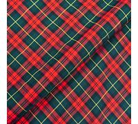 Quality Plaid Check Polyviscose Tartan Fabric 58" Wide (Red Green D2, Per Metre)