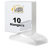 Quality Hangers Clear Plastic Hangers for Clothes | 10 Pack - 16.5 Inch | Heavy Duty Hangers Space Saving Crystal Clear Acrylic Hangers | 360 Degree Swivel Hook and Notches (Clear, 10)