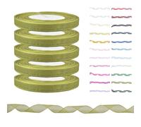 Quality Polyester Organza Ribbon for Gift Wrapping, Wedding Cakes, Hair Bows, Trimming, Other Craft Projects for Halloween, Christmas Decor & Florist Bouquets (Olive, 10mm - 45m x 5 Rolls)