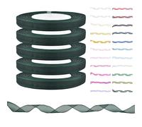 Quality Polyester Organza Ribbon for Gift Wrapping, Wedding Cakes, Hair Bows, Trimming, Other Craft Projects for Halloween, Christmas Decor & Florist Bouquets (Emerald, 10mm - 45m x 5 Rolls)