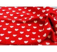 QUALITY Printed Anti Pil Polar Fleece Fabric Material - RED WHITE HEARTS