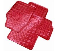 Quality Red Checker Plate 4pce Car Mat Set