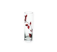Quality RUBY LEAF TENDRIL Design Cylinder Glass Bud Vase - Mouth Blown/Hand Decorated Glass - Ideal Ruby Wedding/40th Wedding 19.5cm
